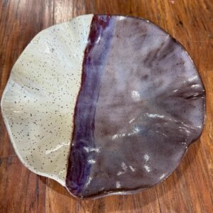 Smoky Merlot and cream, large serving or decorative bowl Handmade stoneware pottery