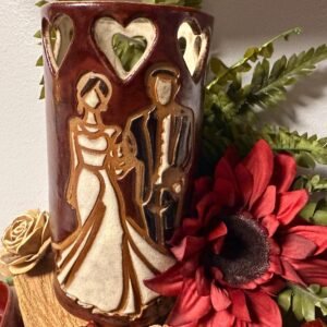 Artisan curated wedding gift set couple. Vase heart bowl and happy home.