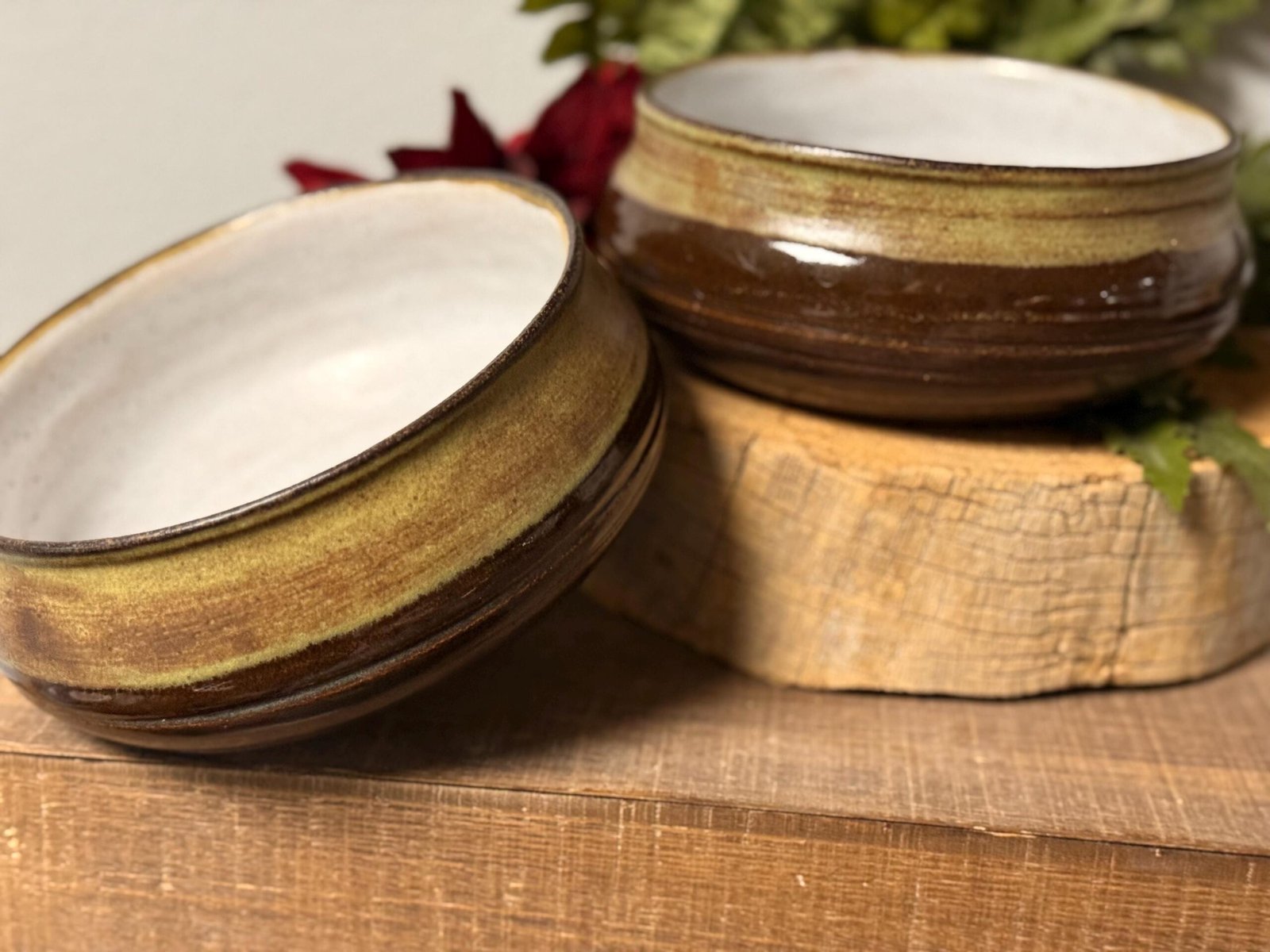 Handmade Stoneware Bowl, Speckled White Interior, Chai Tea Glazed Exterior