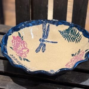 Floral Dragonfly stoneware bowl.