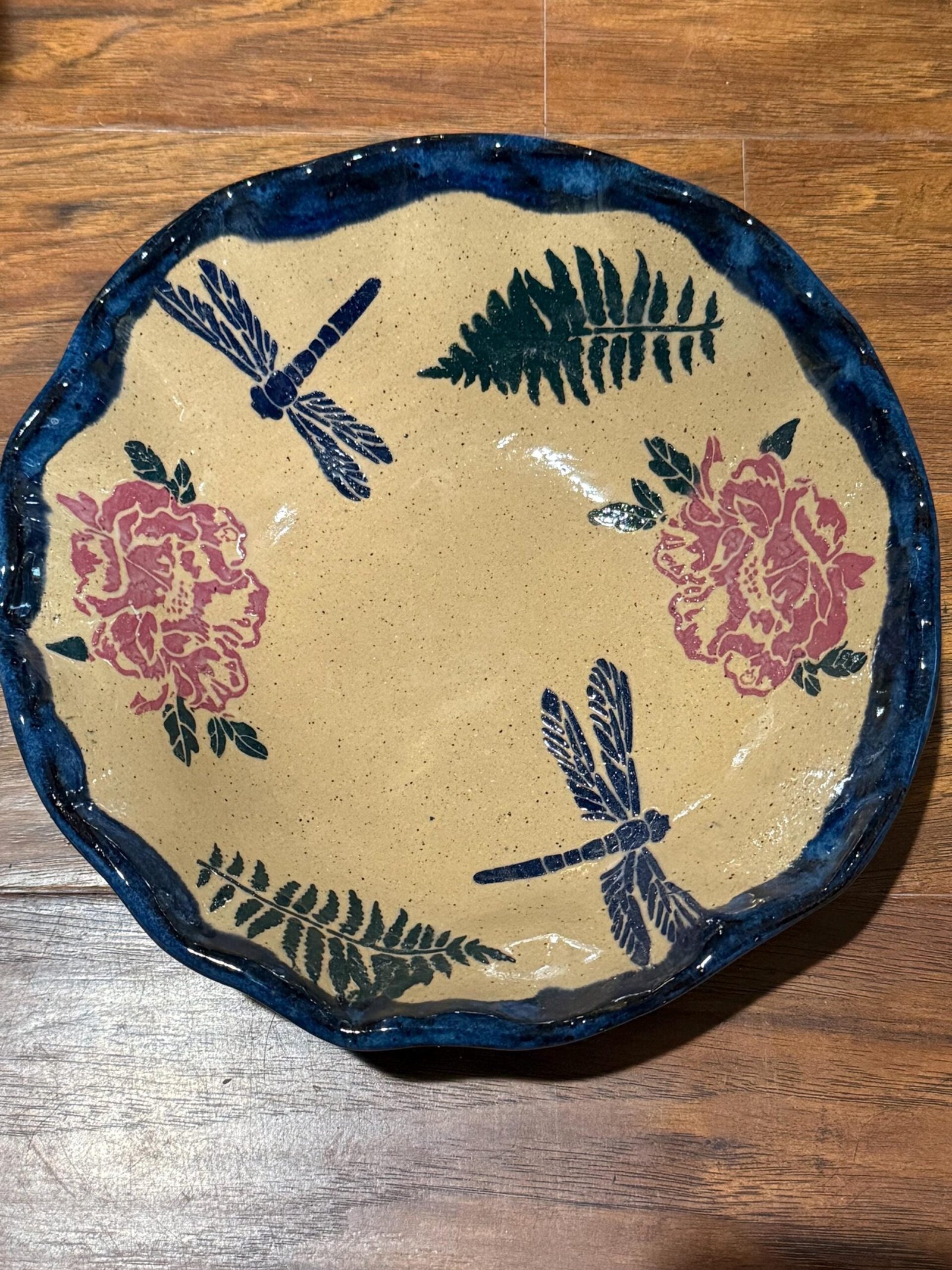 Floral Dragonfly stoneware bowl. - Image 2