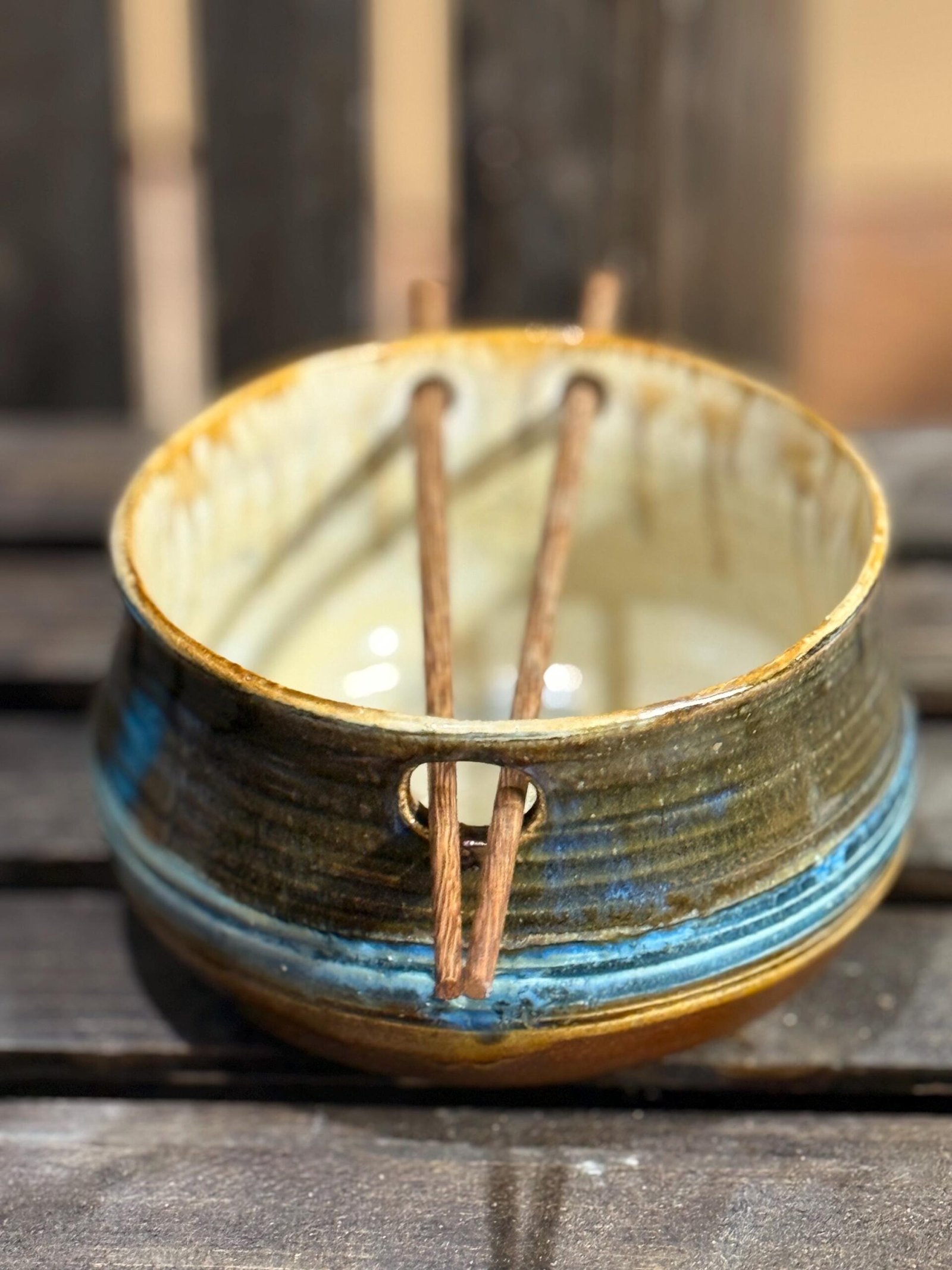 Stoneware noodle chop stick Bowl.