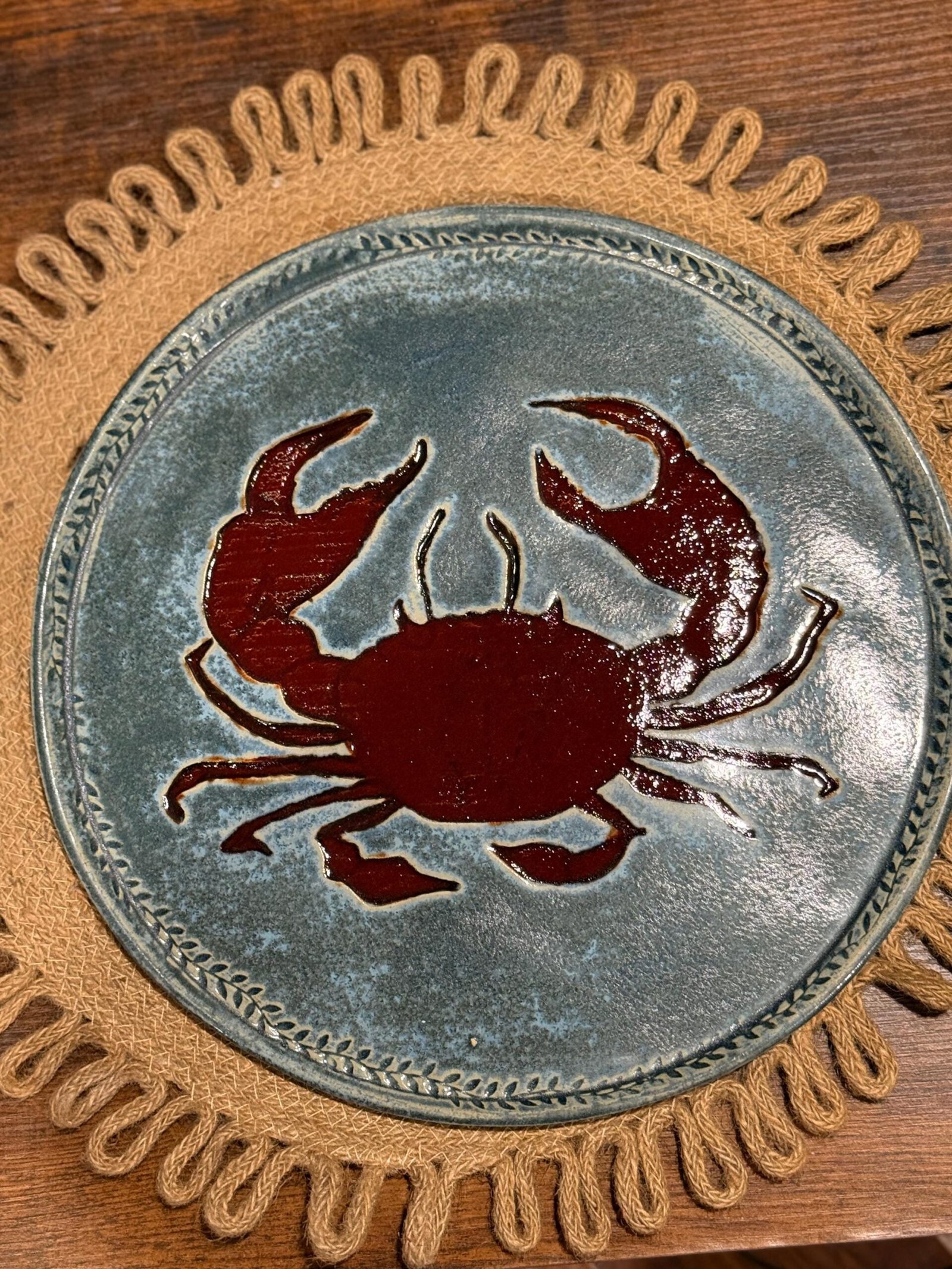 Stoneware Red Crab Plate/Platter hand made.