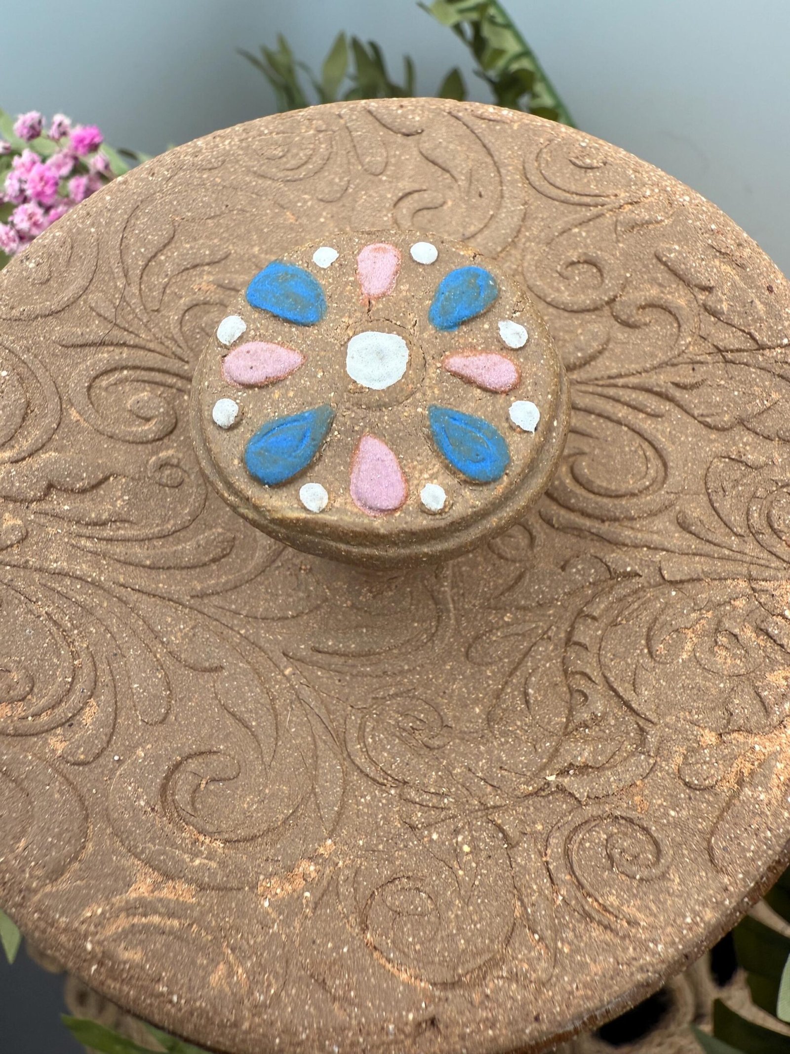 Hand made Rustic southwestern design salt/sugar jar stoneware - Image 2