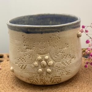 Big snowflake Hand made cup/ wine/ champagne cup: Stoneware.