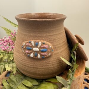 Hand made Rustic southwestern design salt/sugar jar stoneware