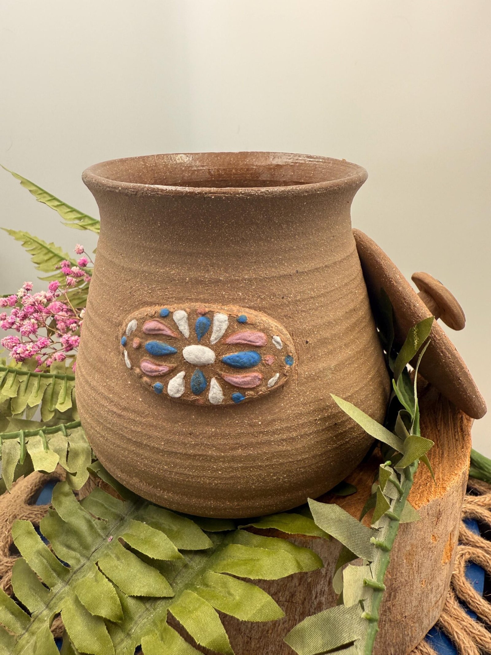 Hand made Rustic southwestern design salt/sugar jar stoneware