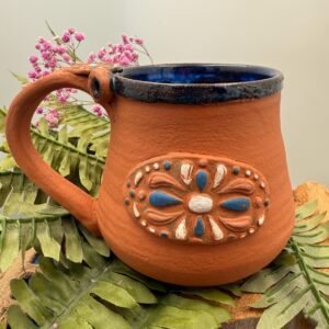 Southwestern terra-cotta and brilliant blue Coffee mug.16 oz