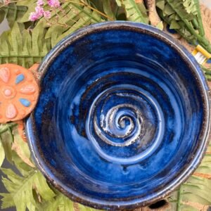 Southwestern style terra-cotta and brilliant blue glazed Coffee mug.17+ Oz hand made.