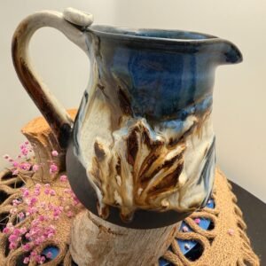 Handmade Stoneware Maple Leaf Pitcher, Coffee Creamer, 21 oz