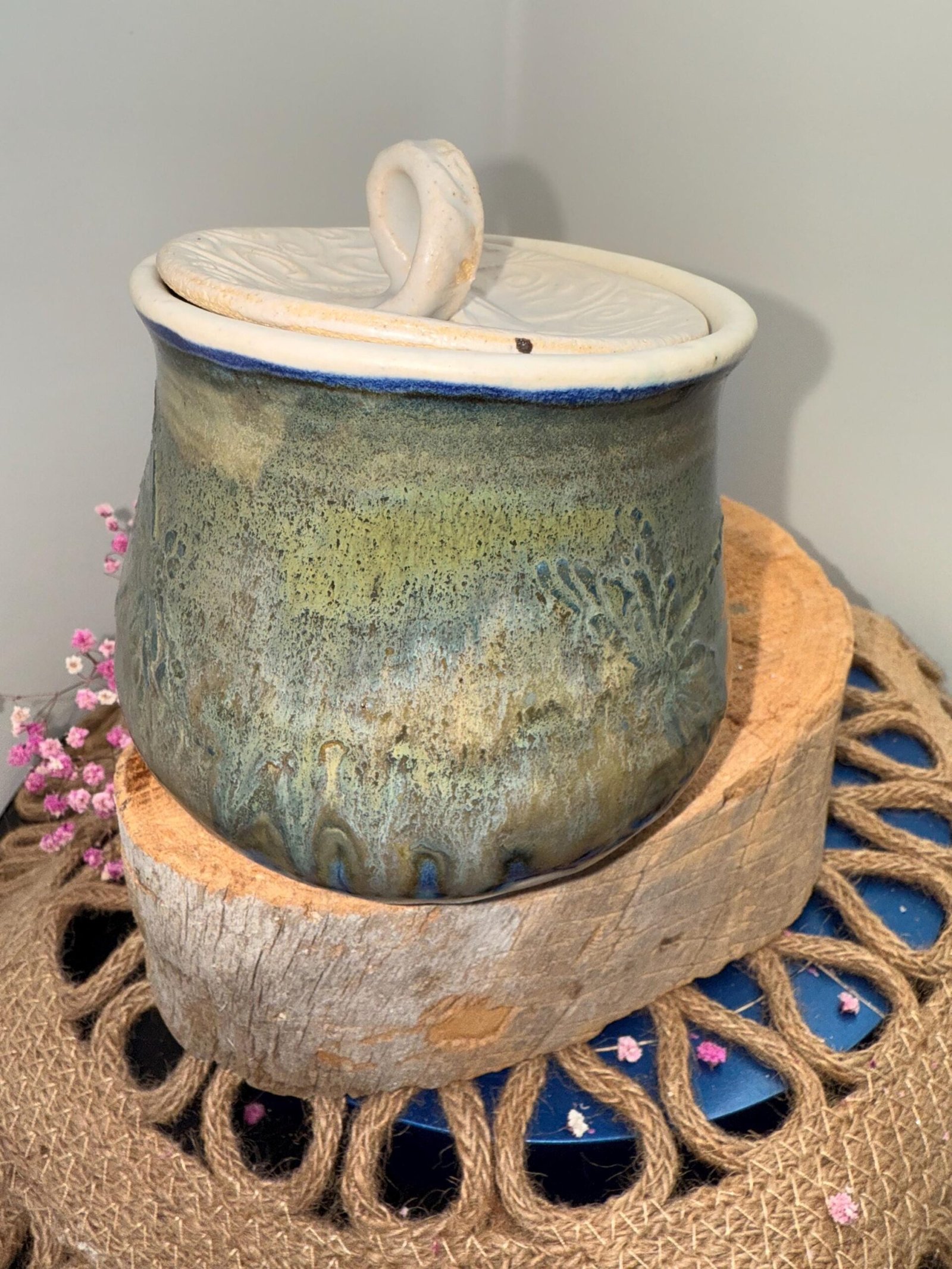 Dragonfly Jar handmade stoneware pottery. 17 oz