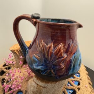 Handmade Stoneware Maple Leaf Pitcher, Coffee Creamer, 25 oz