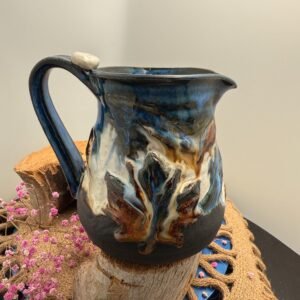 Handmade Stoneware Maple Leaf Pitcher, Coffee Creamer, 21 oz
