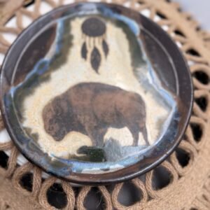 Handcrafted Bison Dream Catcher Stoneware Plate (8 inch)