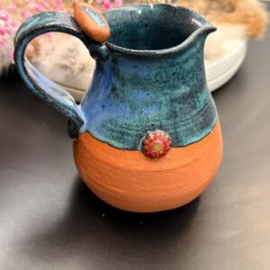 Terra cotta stoneware Southwestern  flower Creamer pitcher, vase handmade.