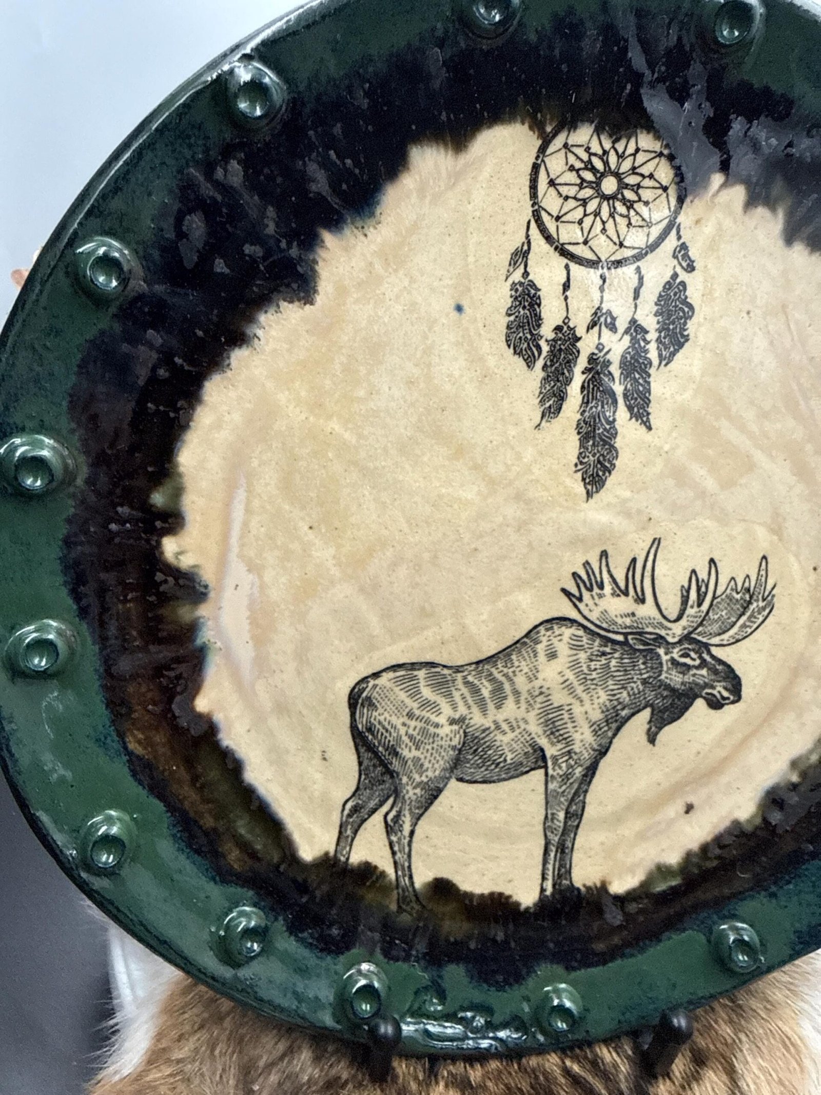 Absolutely gorgeous Moose dream catcher Plate. 10”