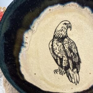 Majestic eagle hand made stoneware plate . 7”