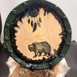 Handcrafted Stoneware Bear Dreamcatcher Plate, 10"