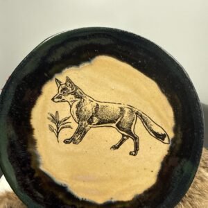 Handcrafted Stoneware Fox Plate, Forest Core Decor (7 inch)