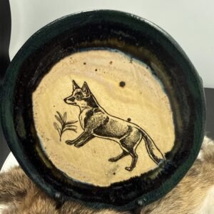Handcrafted Stoneware Fox Plate, Forest Core Decor (7 inch)