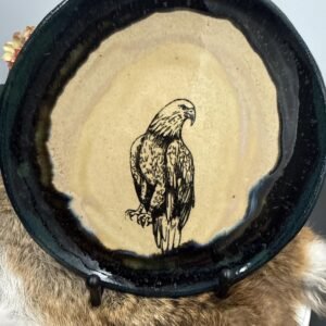 Majestic eagle hand made stoneware plate . 7”