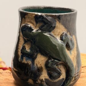 Stoneware lizard chalice hand  made cup/ wine/ glass ceramic