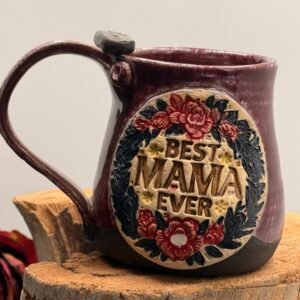 Handmade Floral Pendant Mug: Best Mama Ever Pottery –