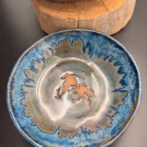 Mustang pottery bowls hand made. Ceramic Horse pottery. Set of Four.