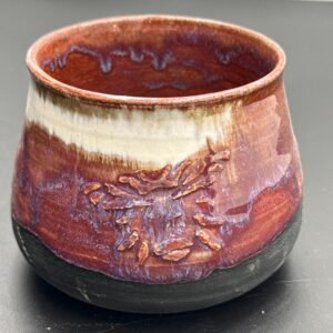 Hand-sculpted Bumblebee Stoneware Chalice: Wheel-thrown Art Cup