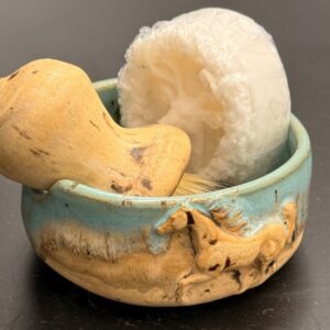 Hand made stoneware wet shave set. Horse and deer motife. Soap and brush included.