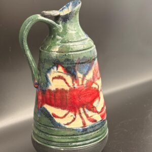 Lobster/ Crawfish oil decanter pitcher handmade ceramic.