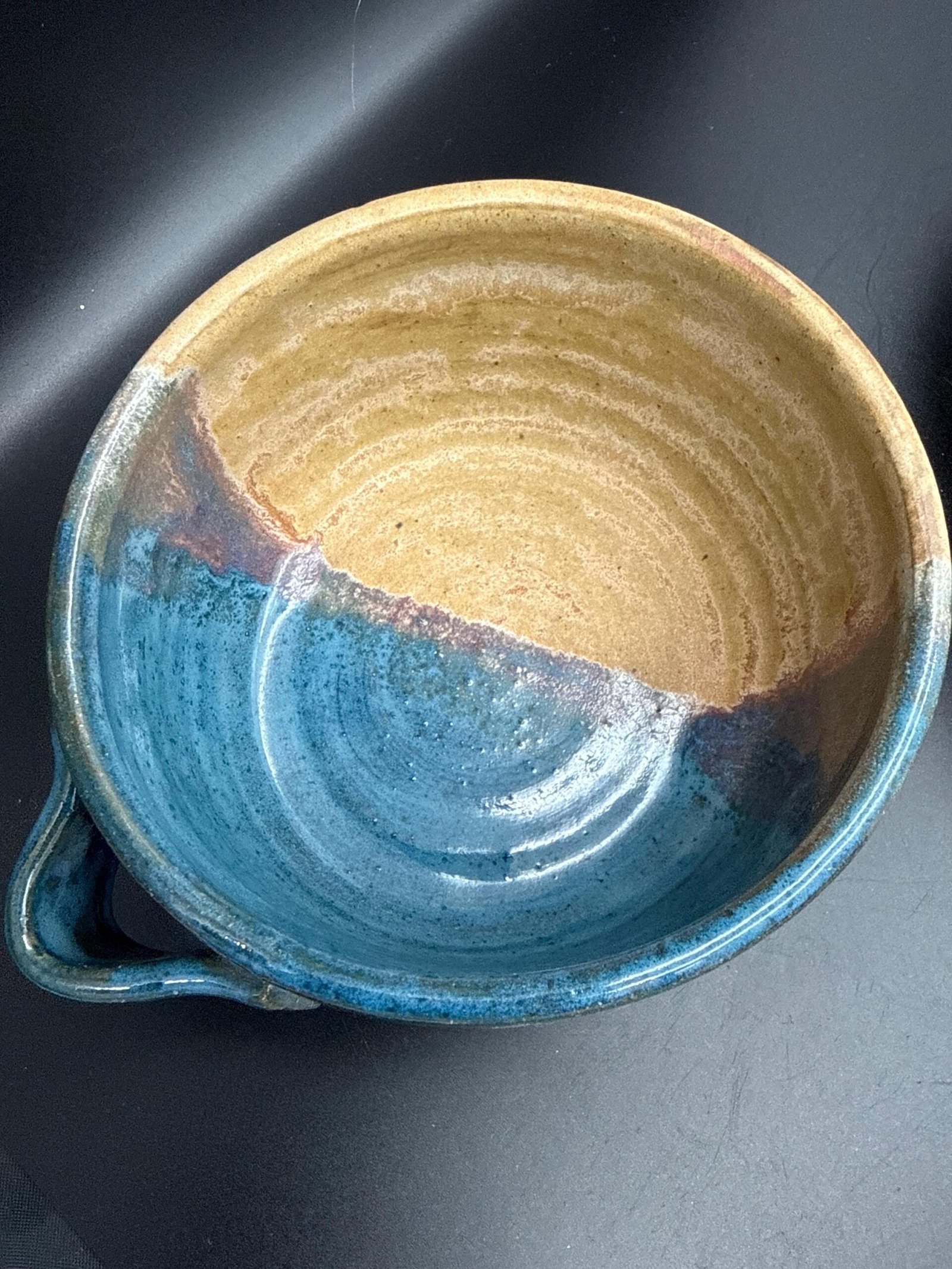 Handmade Stoneware Soup/ chili noodle Bowl with bread stick or spoon holder, 20 oz - Image 2